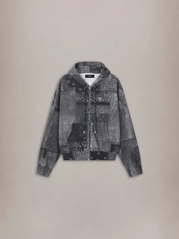 MULTI BANDANA OS ZIP HOODIE - Black made by AMIRI