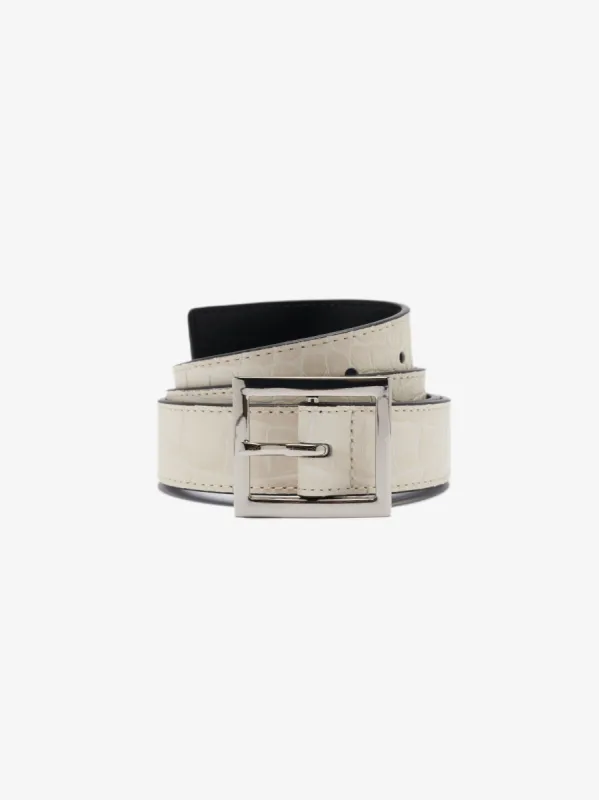 Embossed Croc Buckle Belt - Beige sold by AMIRI