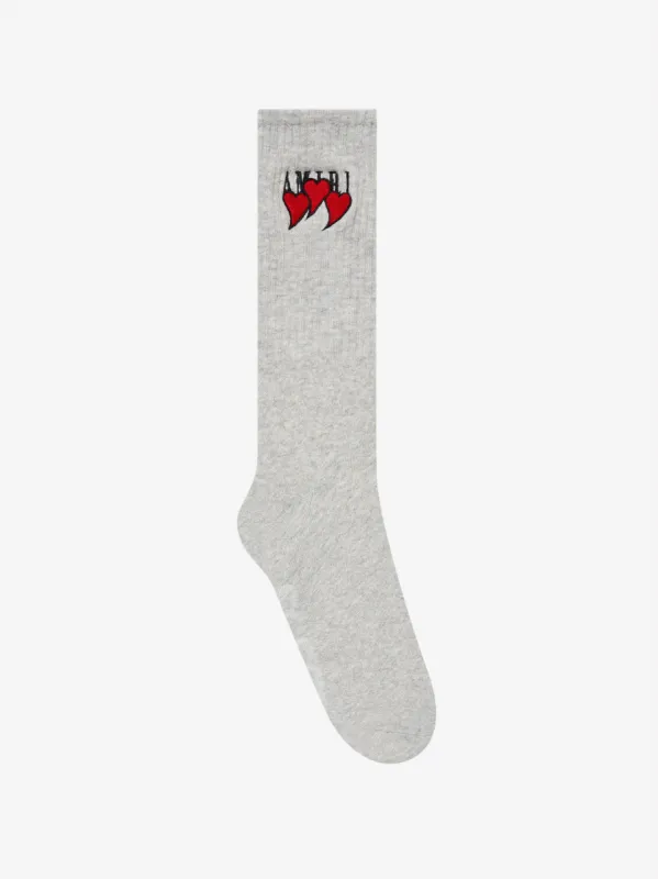 3 HEARTS SOCKS - HEATHER GREY made by AMIRI