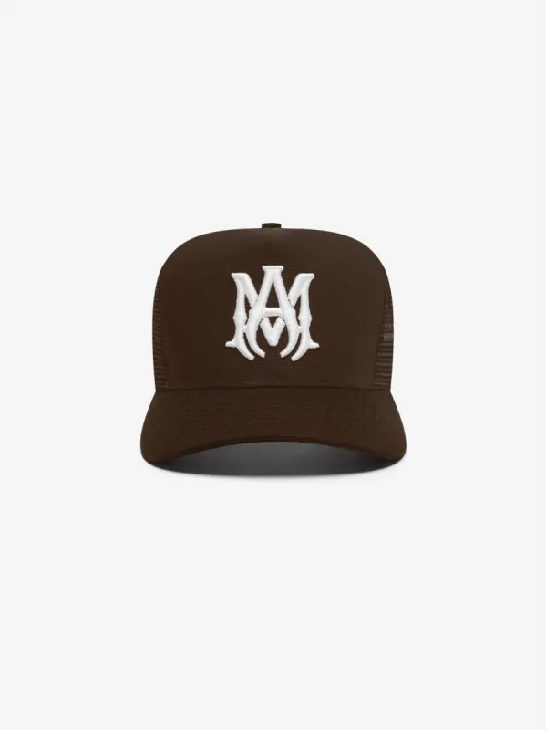 M.A. TRUCKER HAT - BROWN WHITE sold by AMIRI