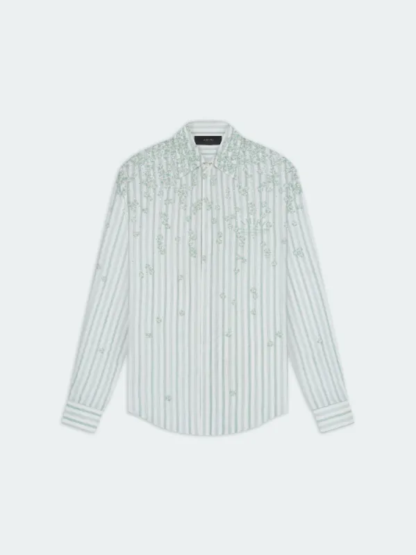 FLORAL STRIPE SHIRT - Green made by AMIRI