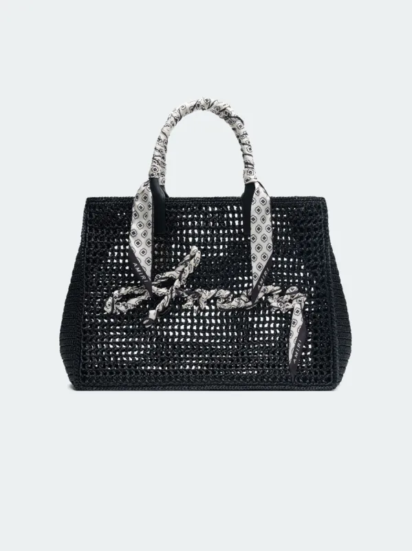 OPEN WEAVE RAFFIA TOTE BAG - Black sold by AMIRI