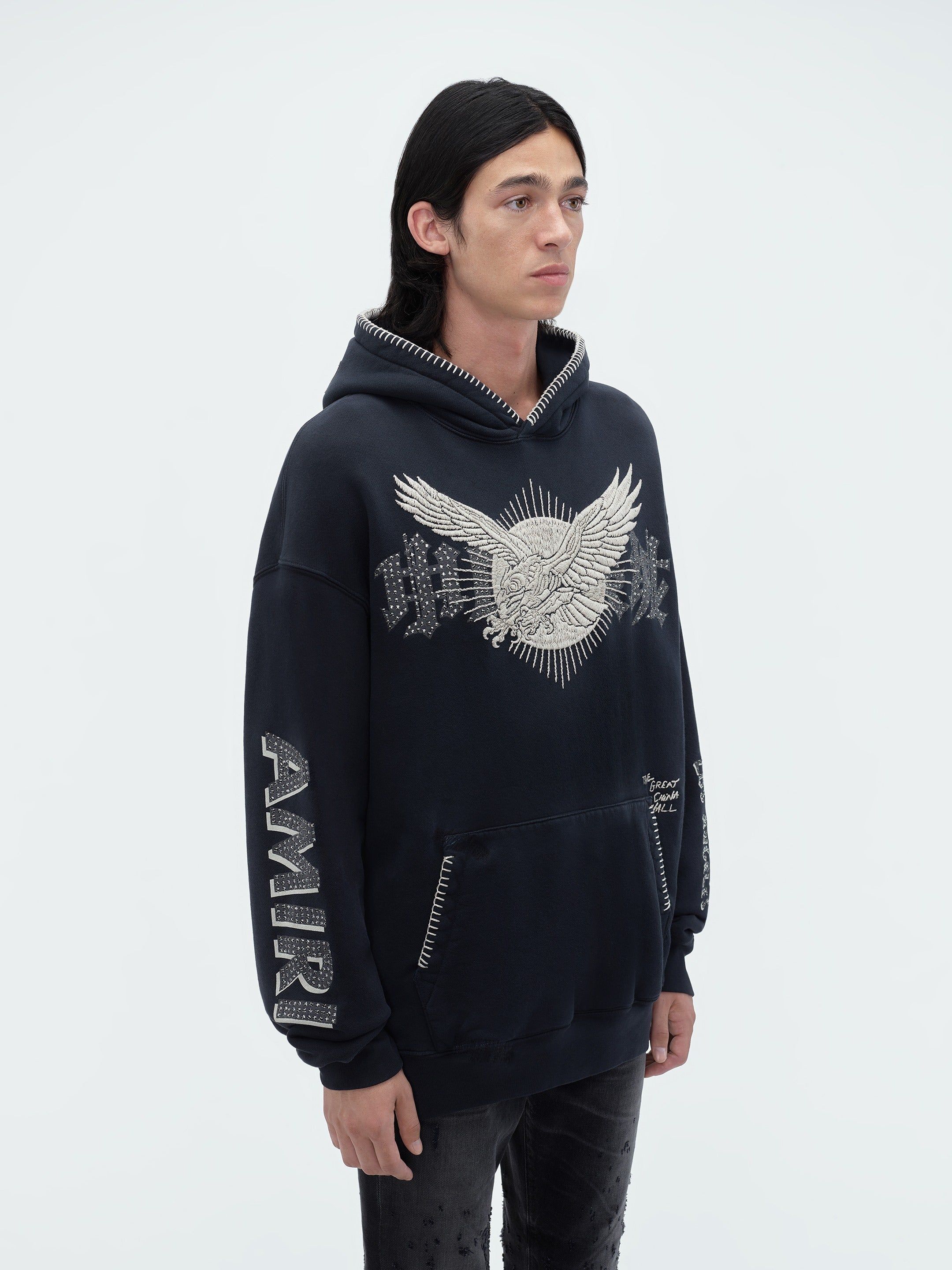 TGCW CRYSTAL EAGLE HOODIE - VINTAGE BLACK sold by AMIRI product image thumbnail 4