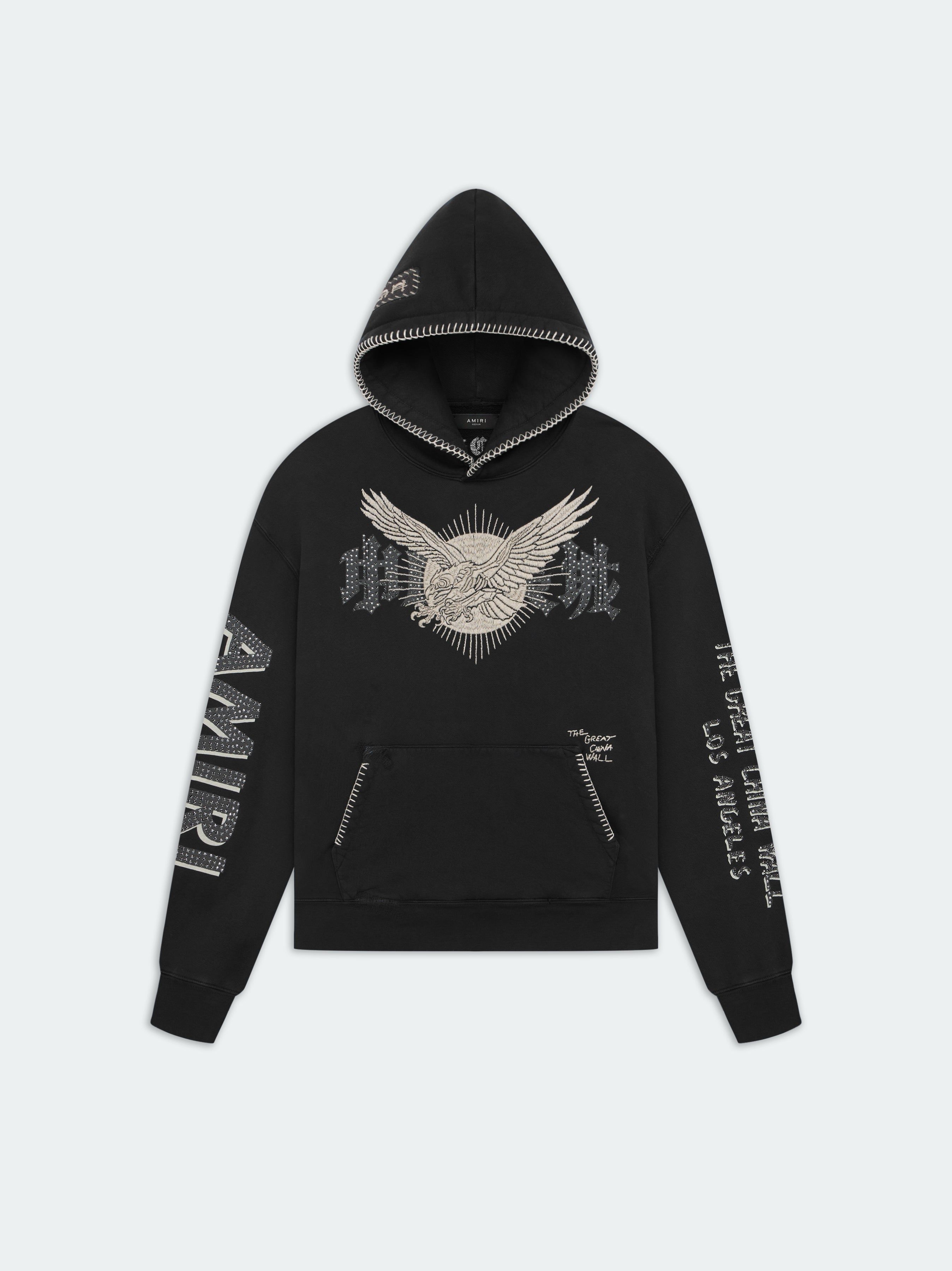 TGCW CRYSTAL EAGLE HOODIE - VINTAGE BLACK sold by AMIRI