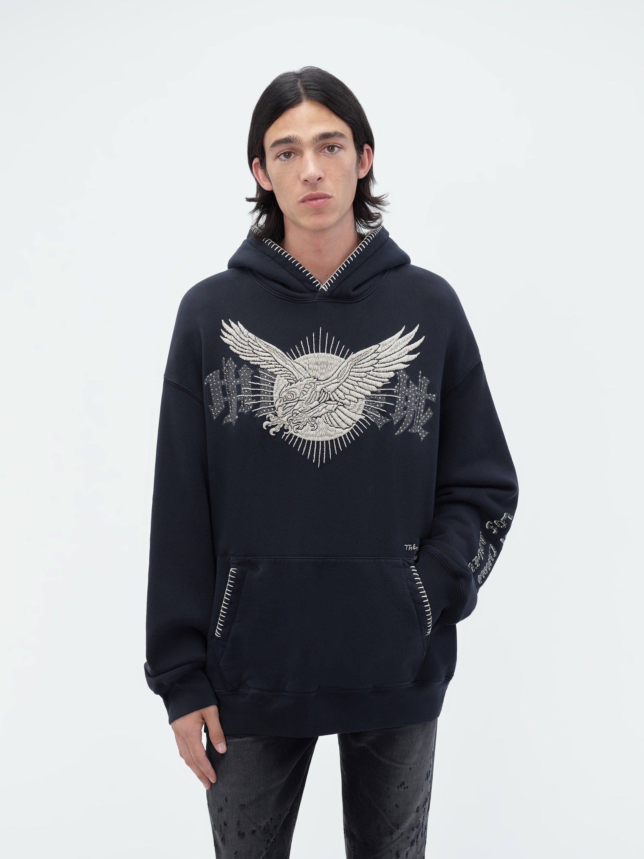 TGCW CRYSTAL EAGLE HOODIE - VINTAGE BLACK sold by AMIRI product image thumbnail 3