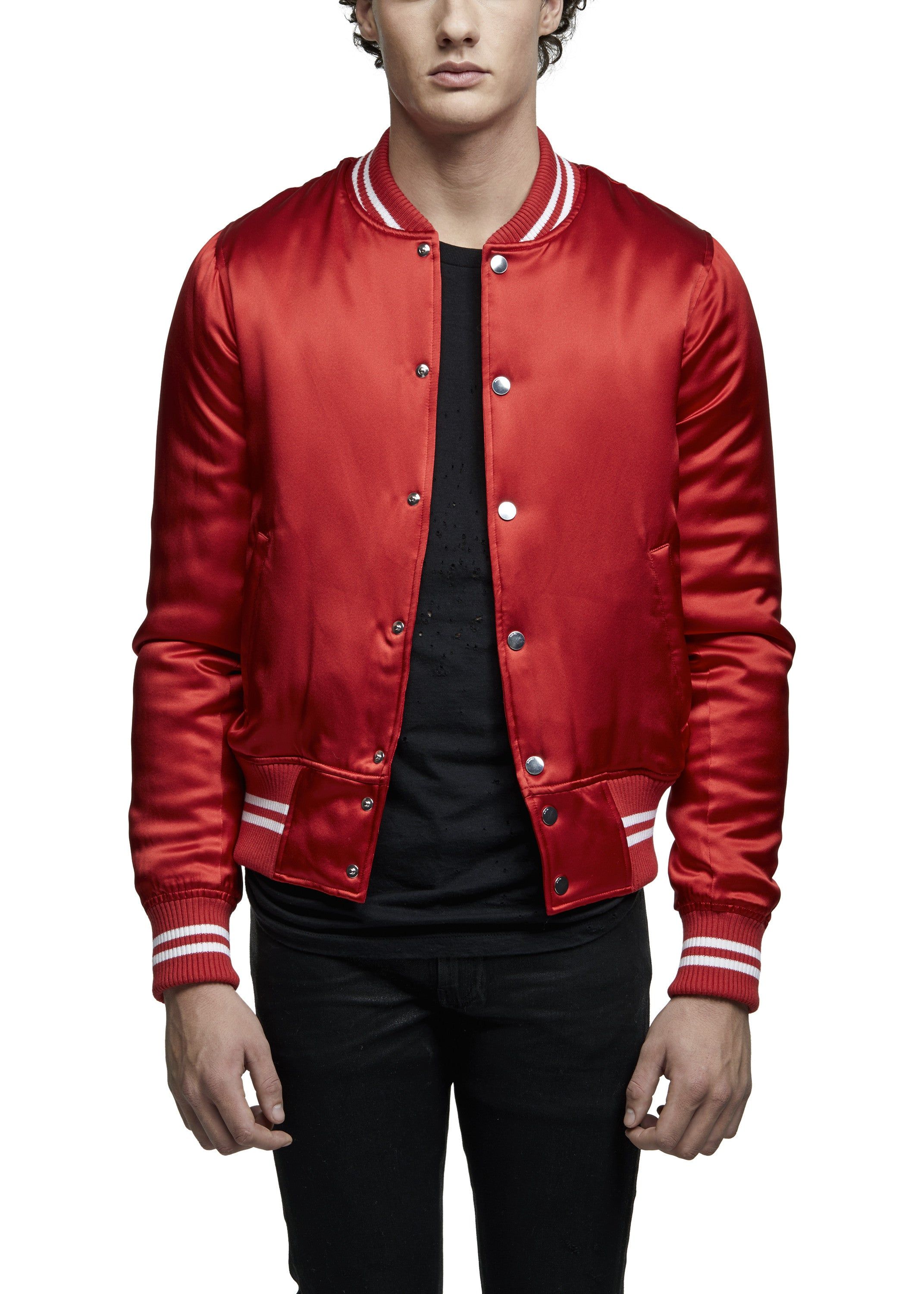 SILK BASEBALL JACKET RED sold by AMIRI