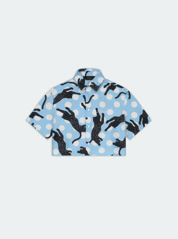 WOMEN - LEOPARD SILK SHIRT - Air Blue sold by AMIRI