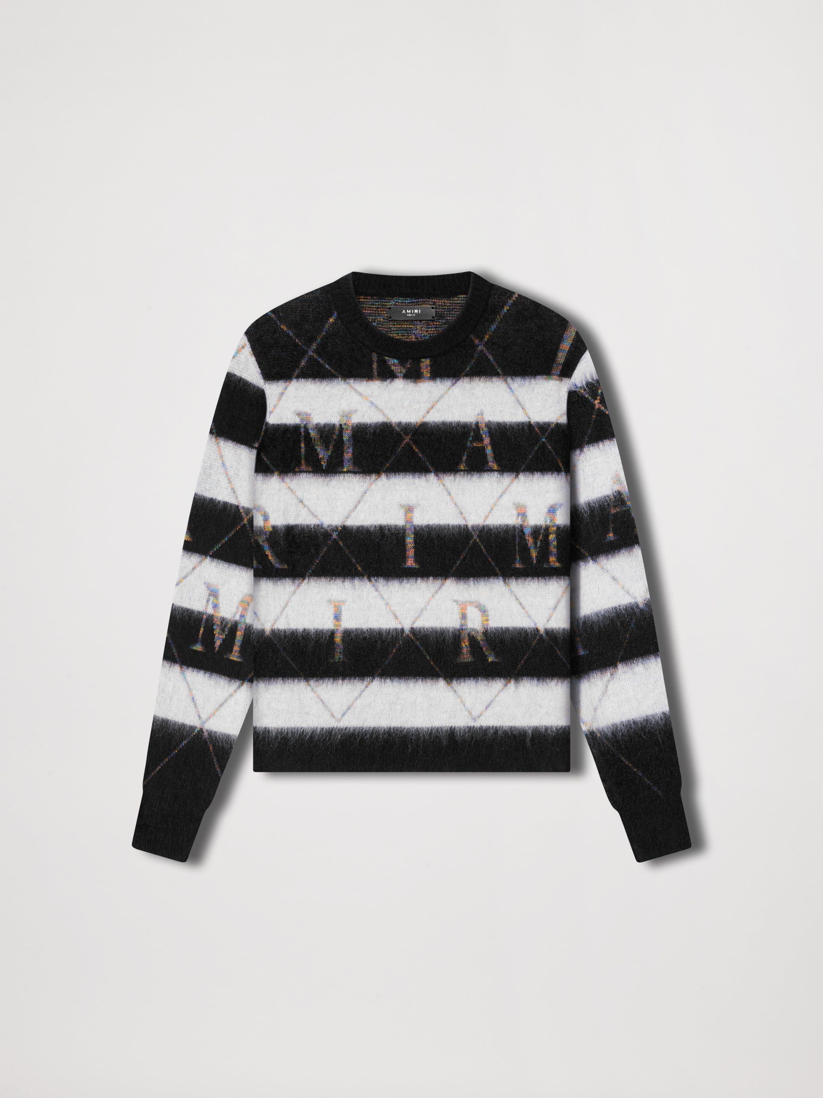 AMIRI ARGYLE STRIPE CREW - BLACK / WHITE sold by AMIRI