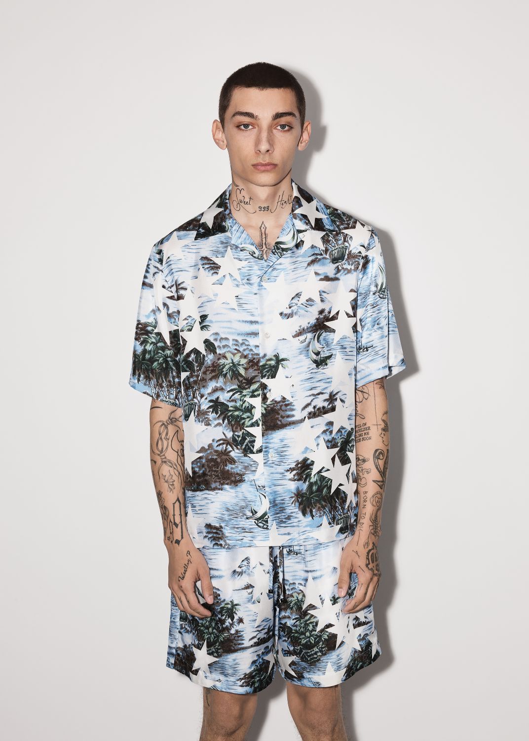 TROPICAL STAR CAMP SHIRT - BLUE sold by AMIRI product image thumbnail 3