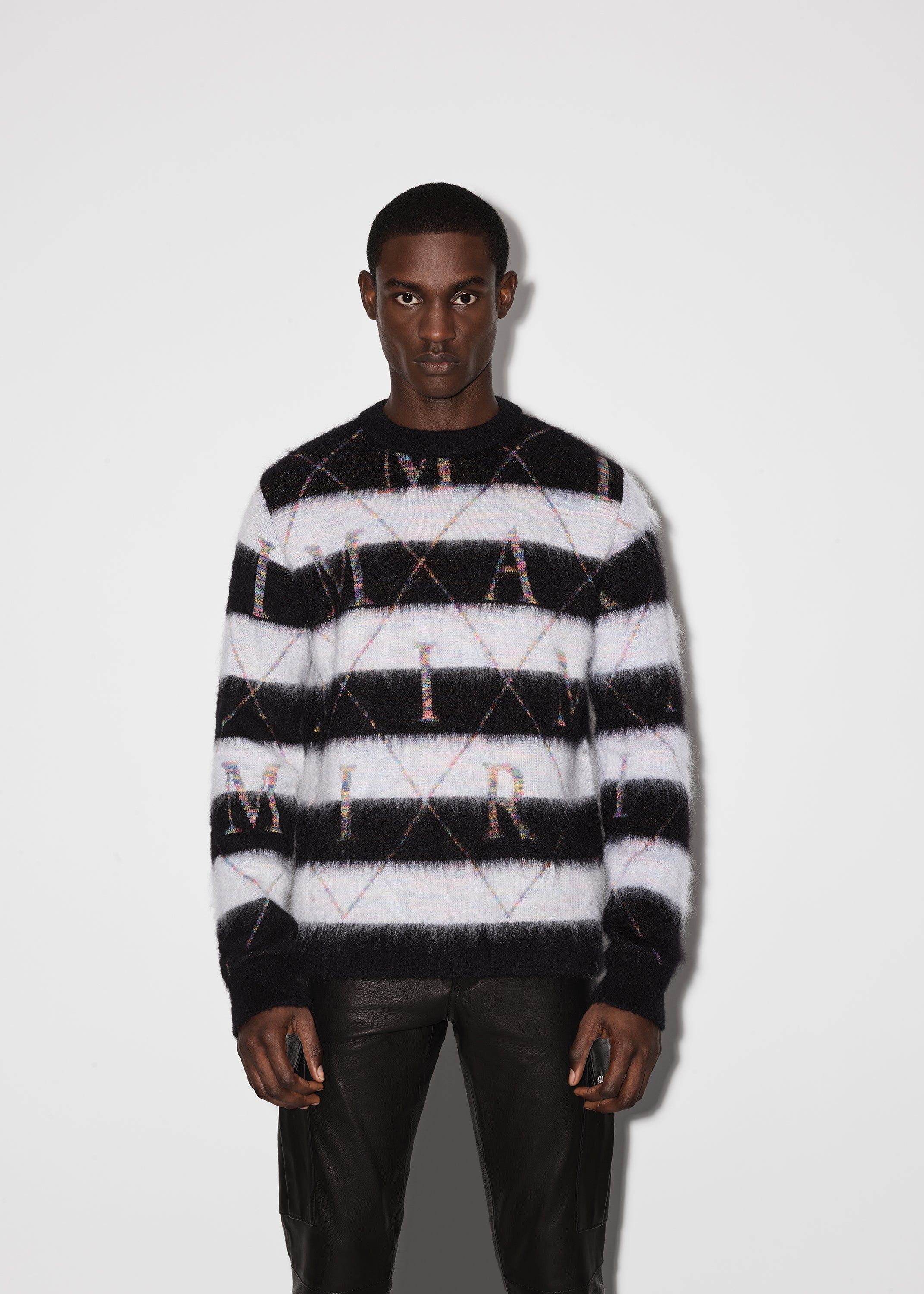 AMIRI ARGYLE STRIPE CREW - BLACK / WHITE sold by AMIRI product image thumbnail 2