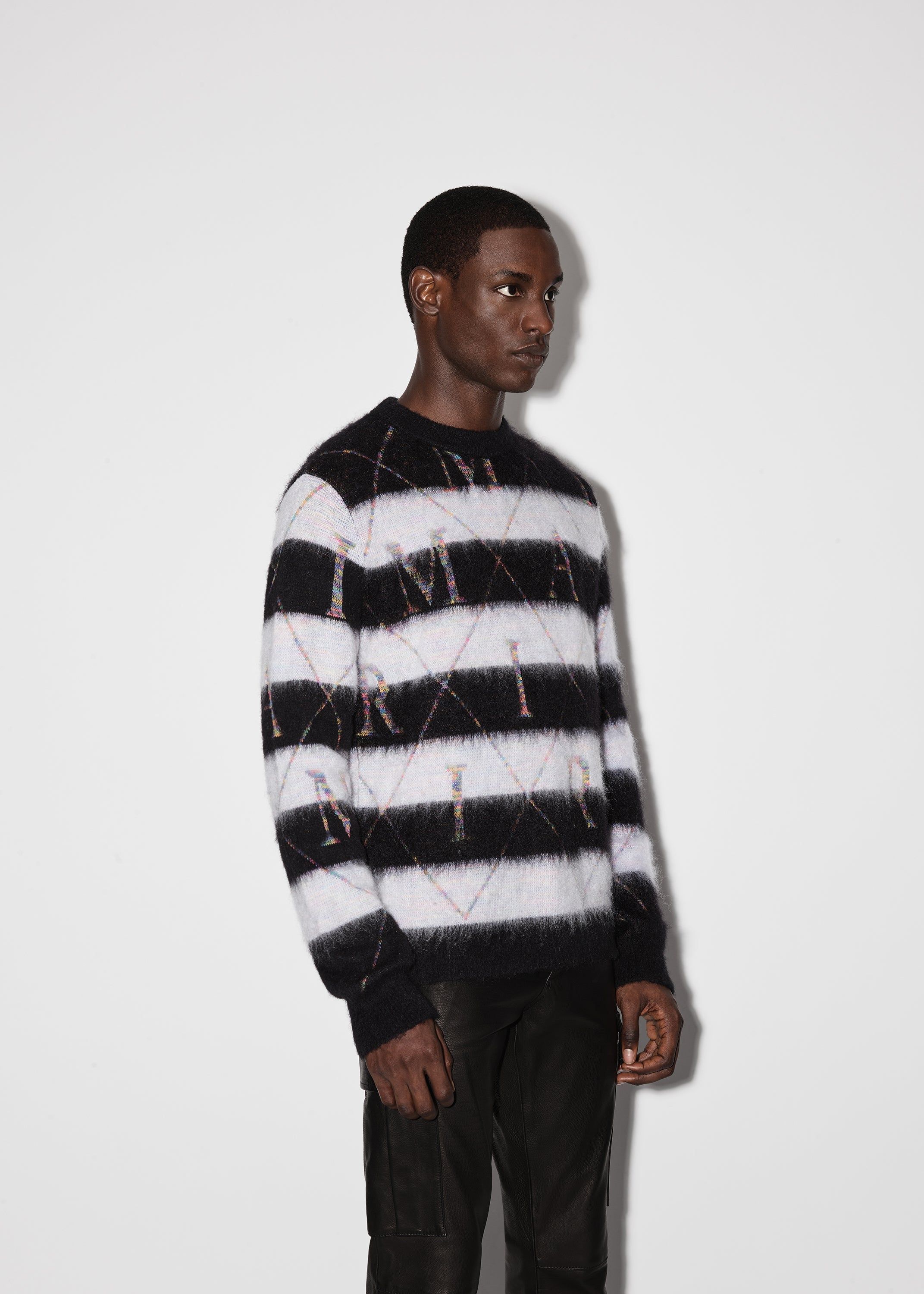 AMIRI ARGYLE STRIPE CREW - BLACK / WHITE sold by AMIRI product image thumbnail 3