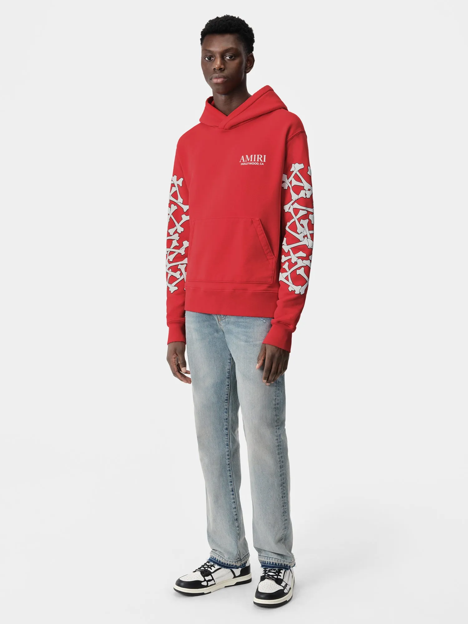 BONES STACKED HOODIE - Red sold by AMIRI