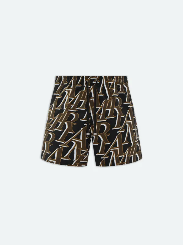 AMIRI STACKED PRINT SWIM TRUNKS - Black sold by AMIRI