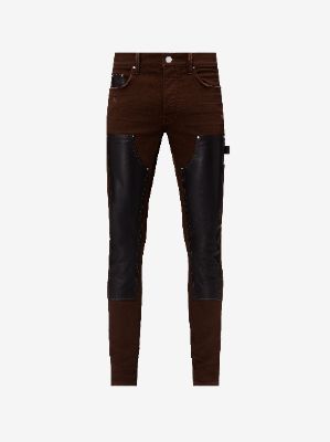 DENIM LEATHER WORKMAN PANT - BROWN made by AMIRI
