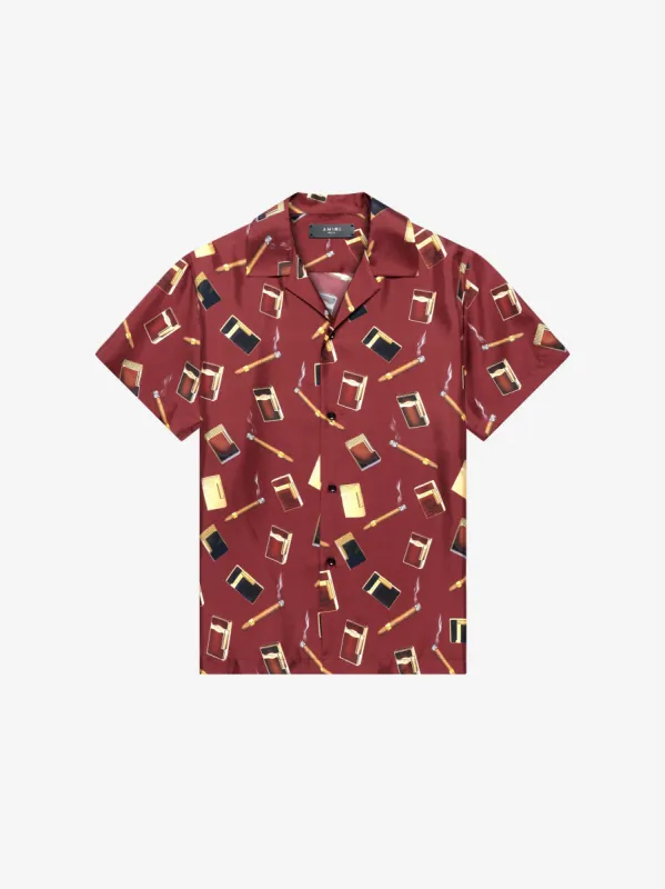 Exclusive Dupont Falling Print Shirt - Burgundy made by AMIRI