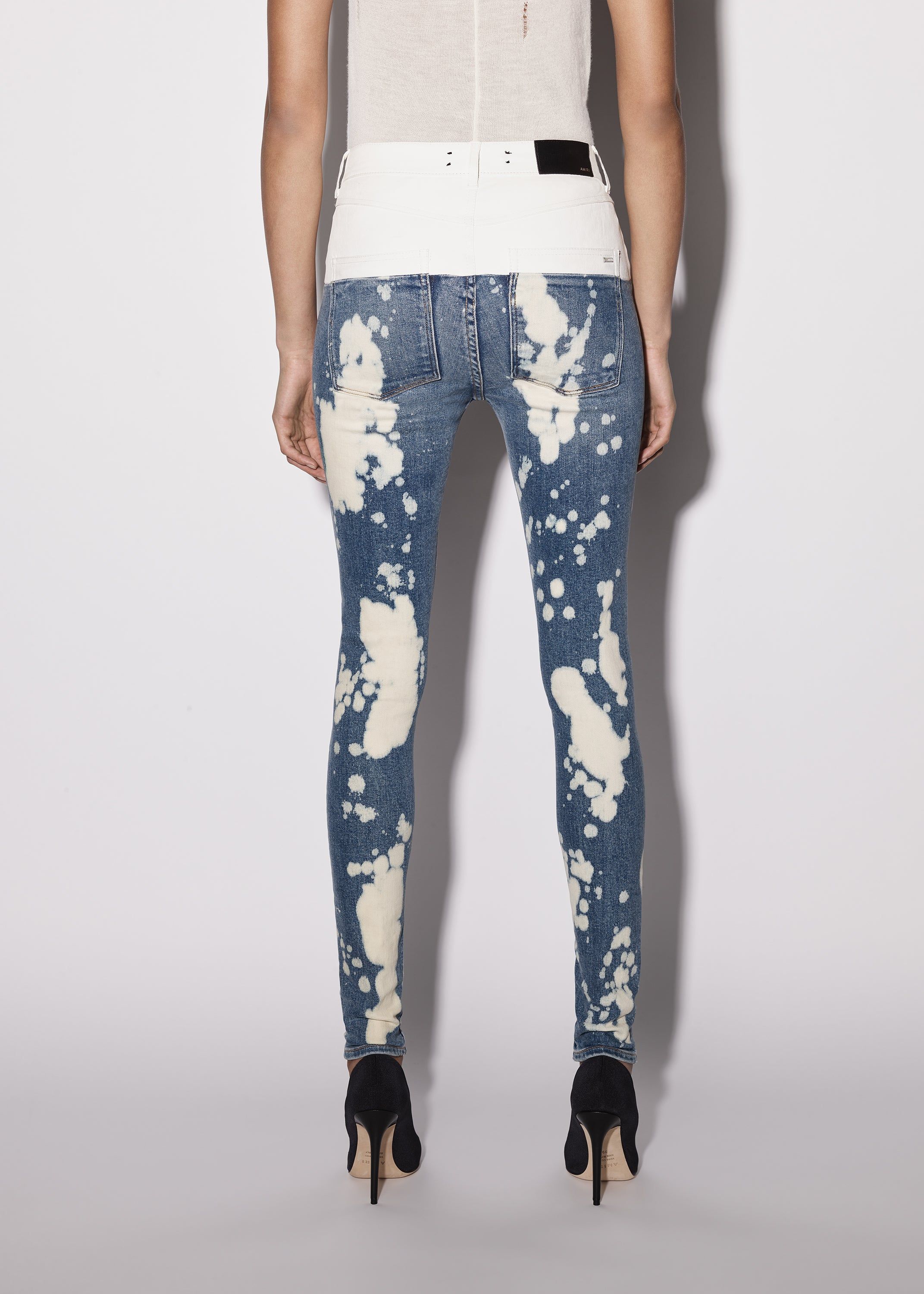 WOMEN - LEATHER CONTRAST SKINNY JEAN - BLEACH INDIGO / WHITE LEATHER sold by AMIRI product image thumbnail 5