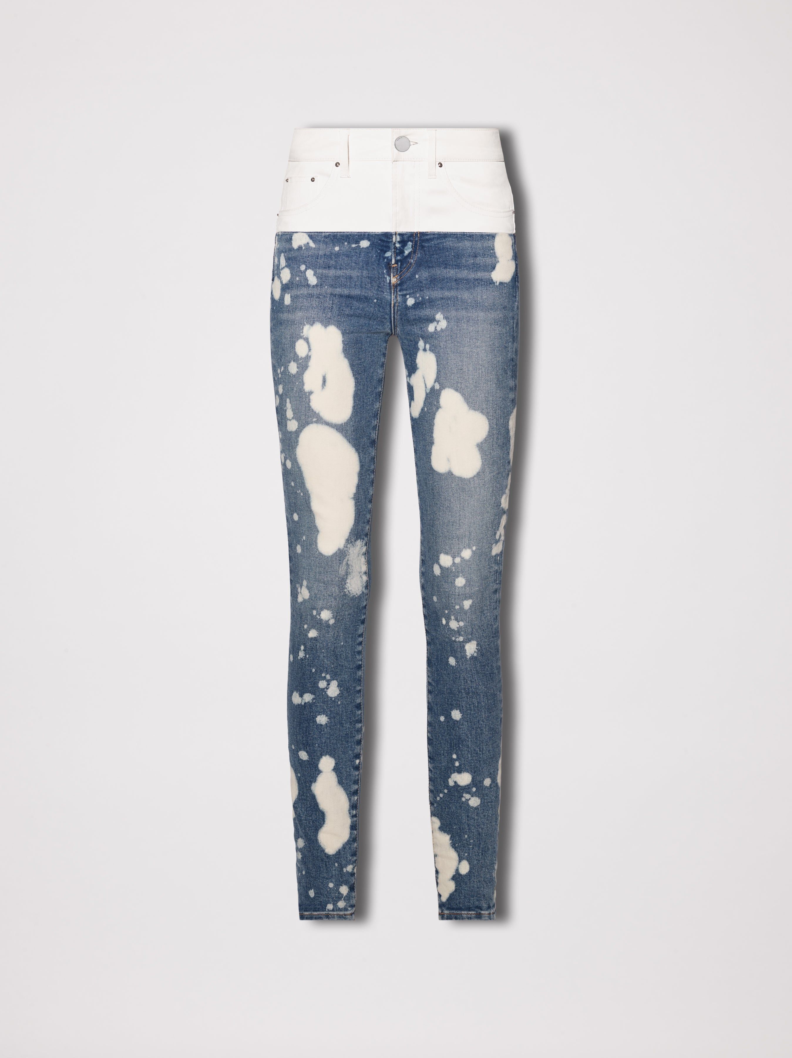 WOMEN - LEATHER CONTRAST SKINNY JEAN - BLEACH INDIGO / WHITE LEATHER sold by AMIRI