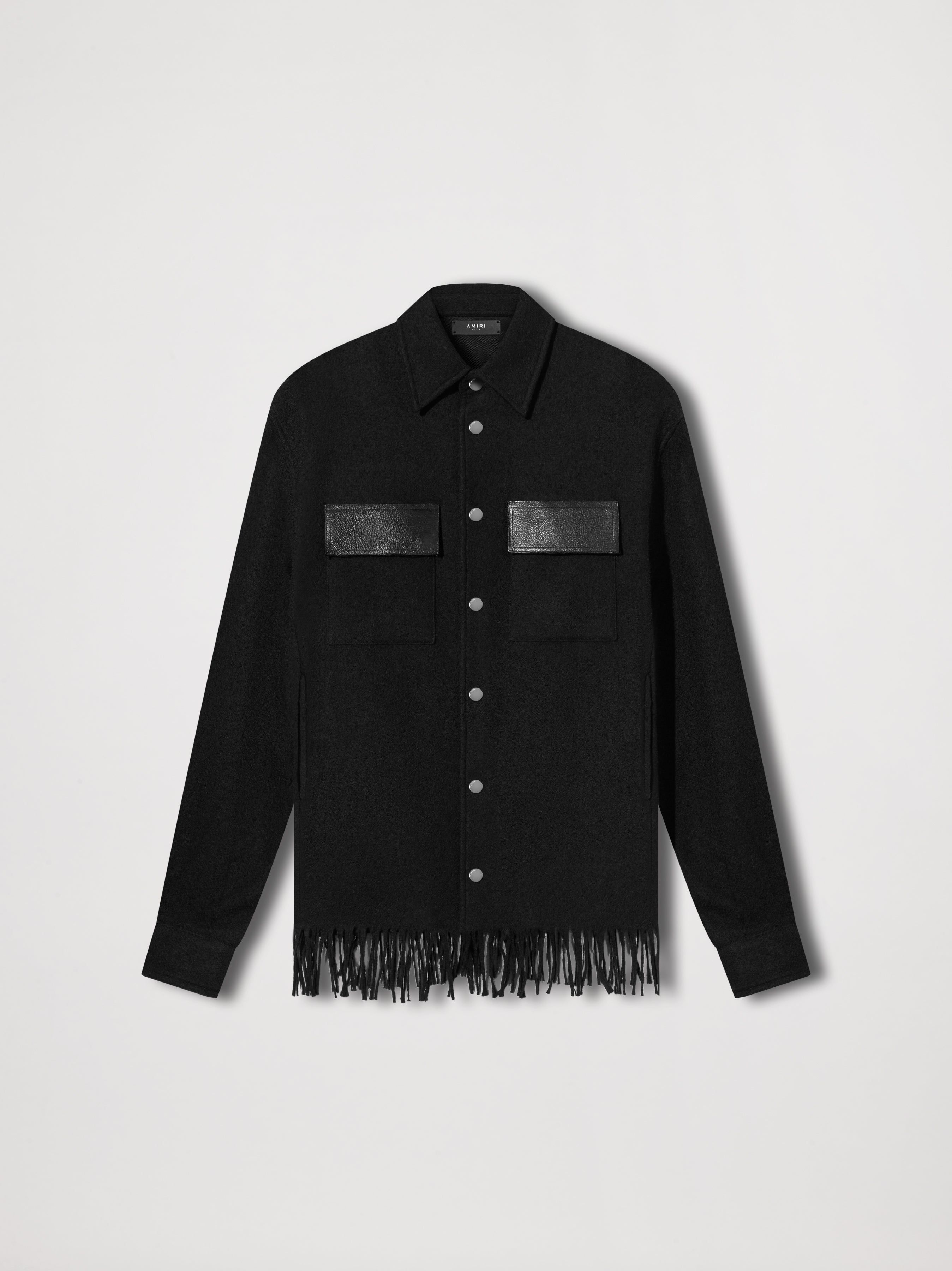 BUTTON FRINGE PADDED OVERSHIRT - BLACK sold by AMIRI