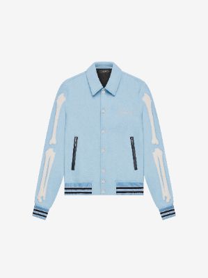 BONES VARSITY JACKET - ICE BLUE sold by AMIRI