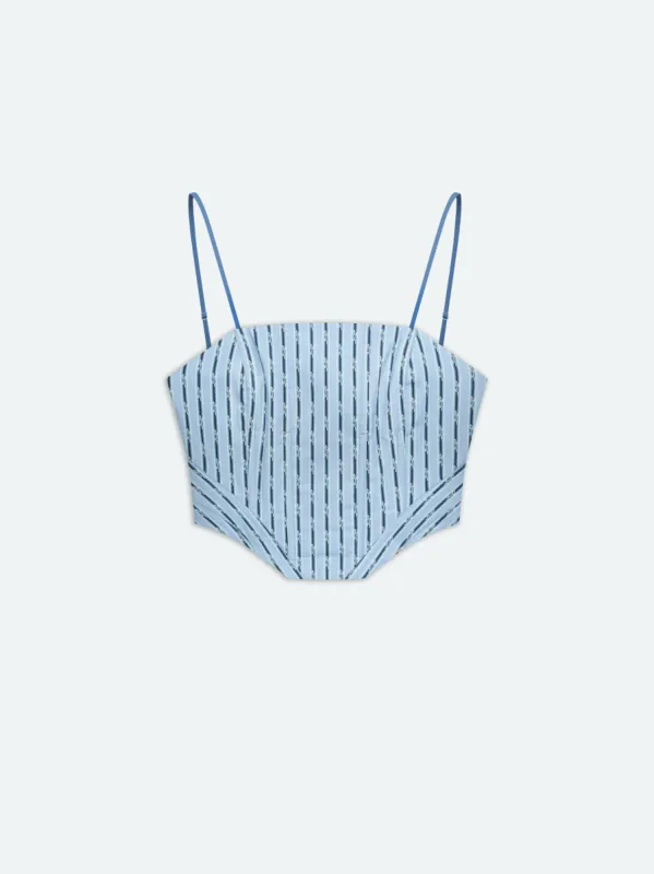 WOMEN - AMIRI PINSTRIPE CORSET - Blue sold by AMIRI