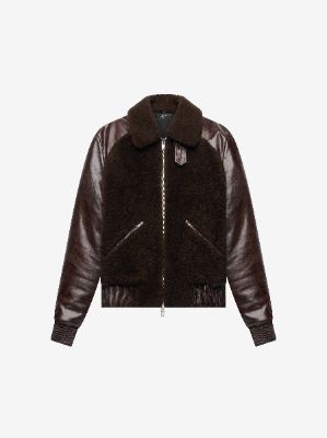 SHEARLING LEATHER AVIATOR JACKET - BROWN sold by AMIRI