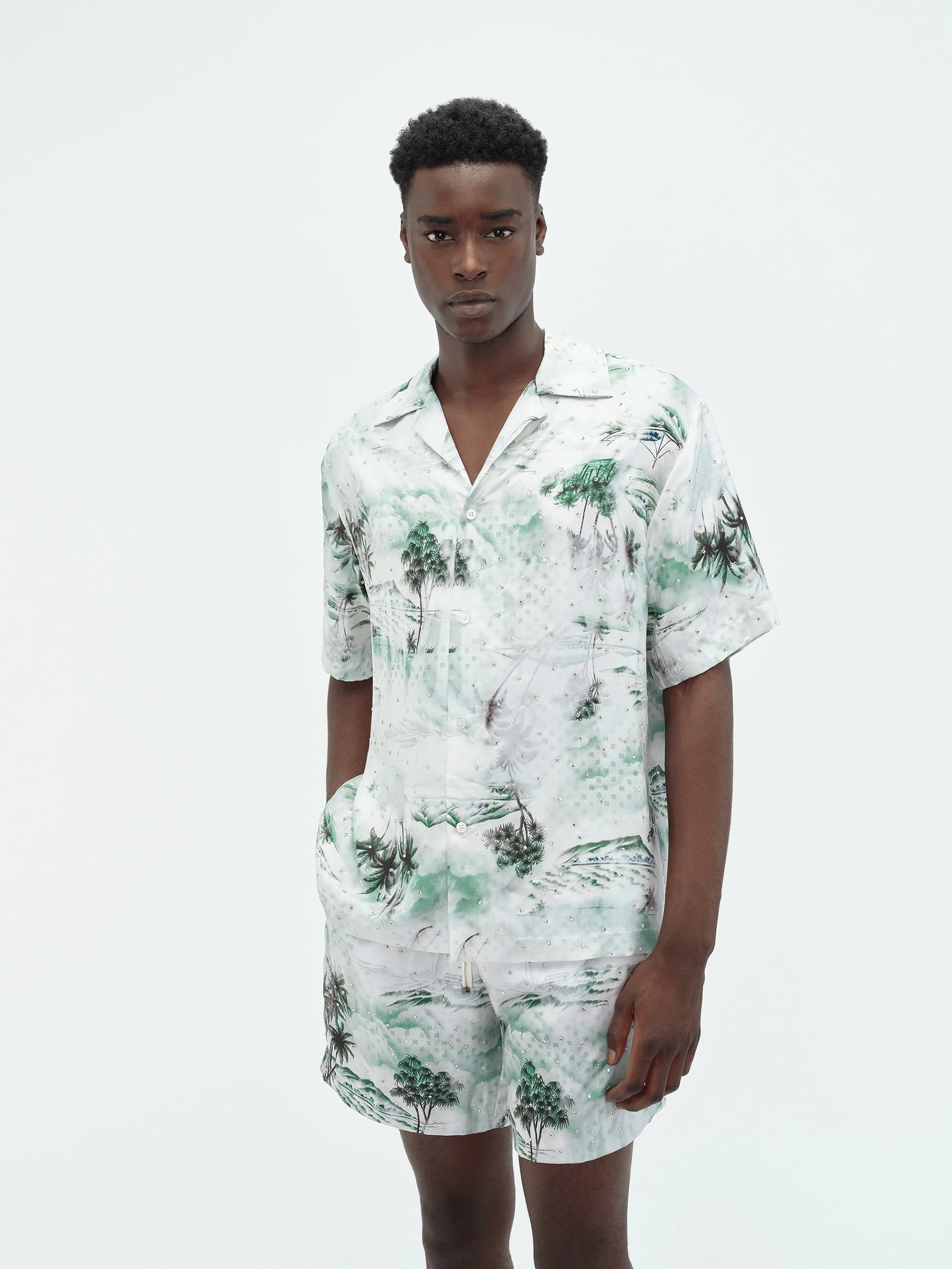 HAWAIIAN PRINT BOWLING SHIRT - Mineral Green sold by AMIRI product image thumbnail 3