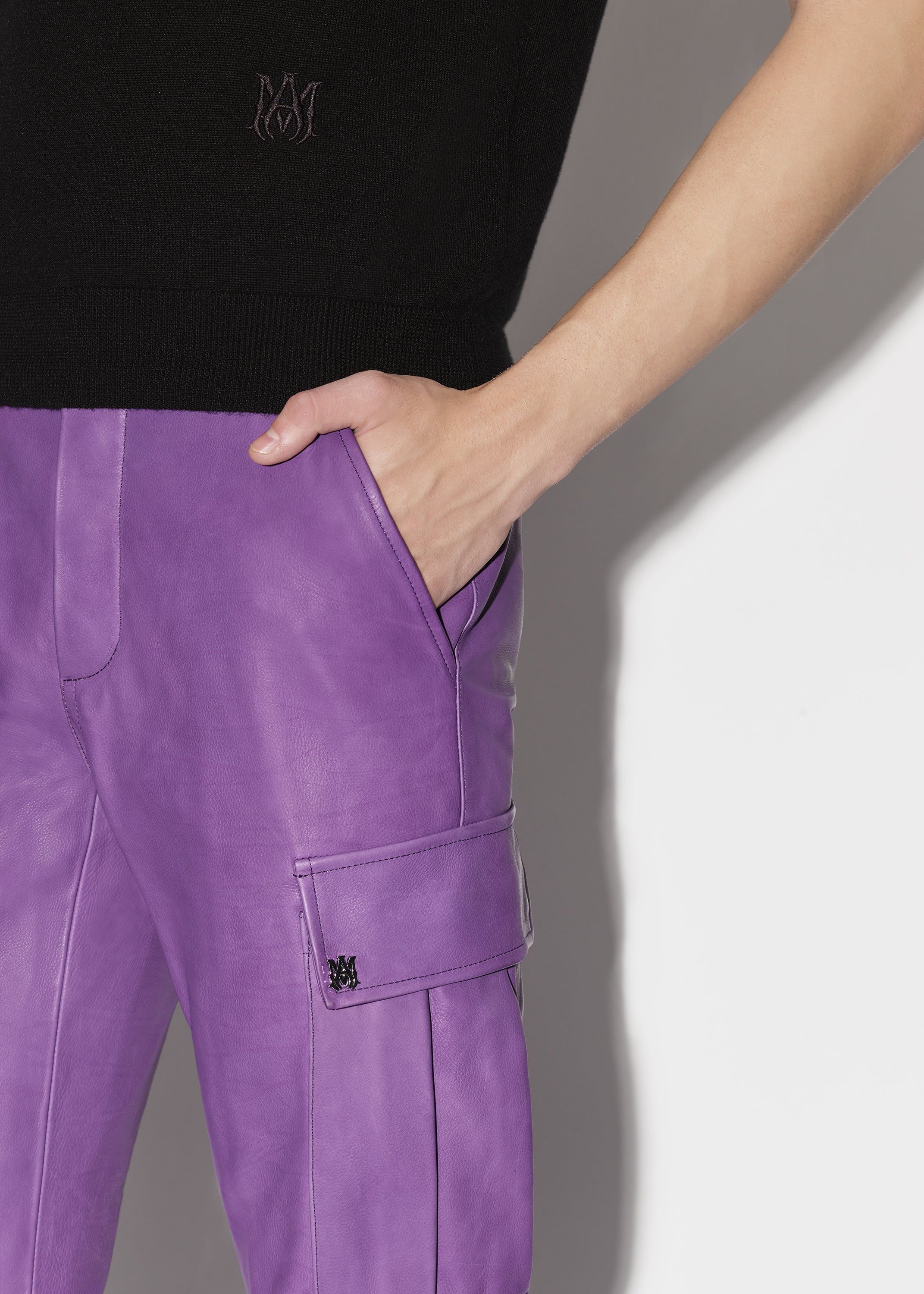 LEATHER CARGO FLARE - PURPLE sold by AMIRI product image thumbnail 6