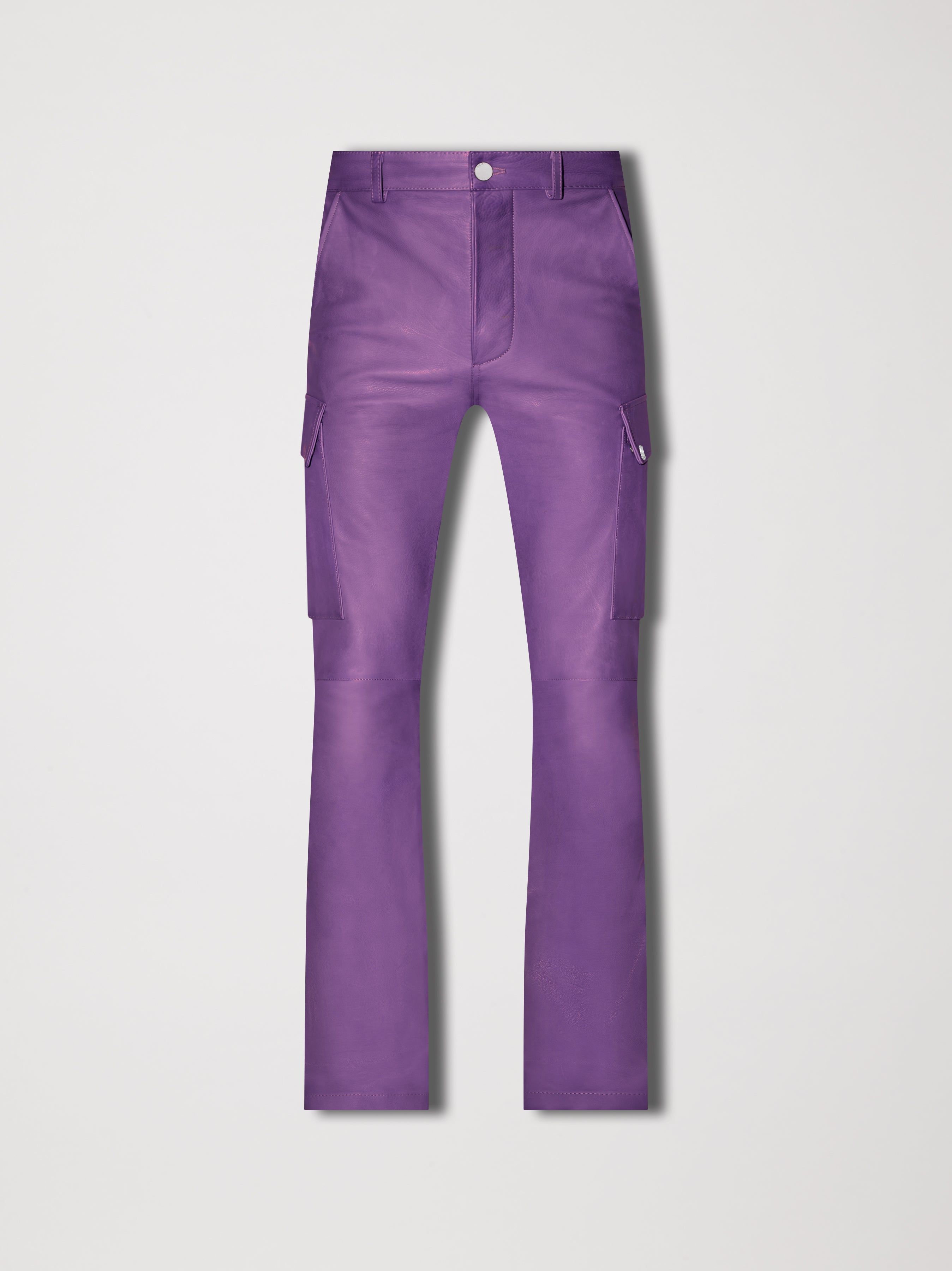 LEATHER CARGO FLARE - PURPLE sold by AMIRI