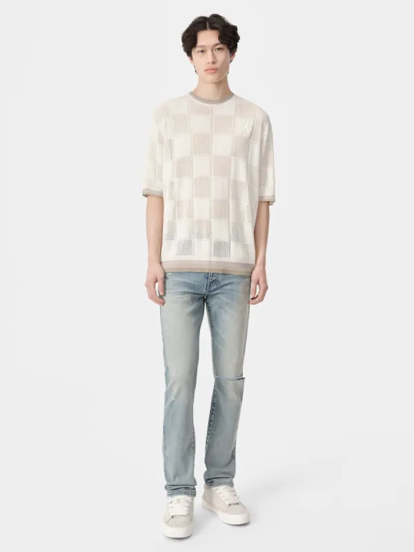 MA CHECKERED TEE - Birch sold by AMIRI