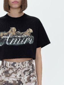WOMEN - CHEETAH CROPPED TEE - BLACK sold by AMIRI