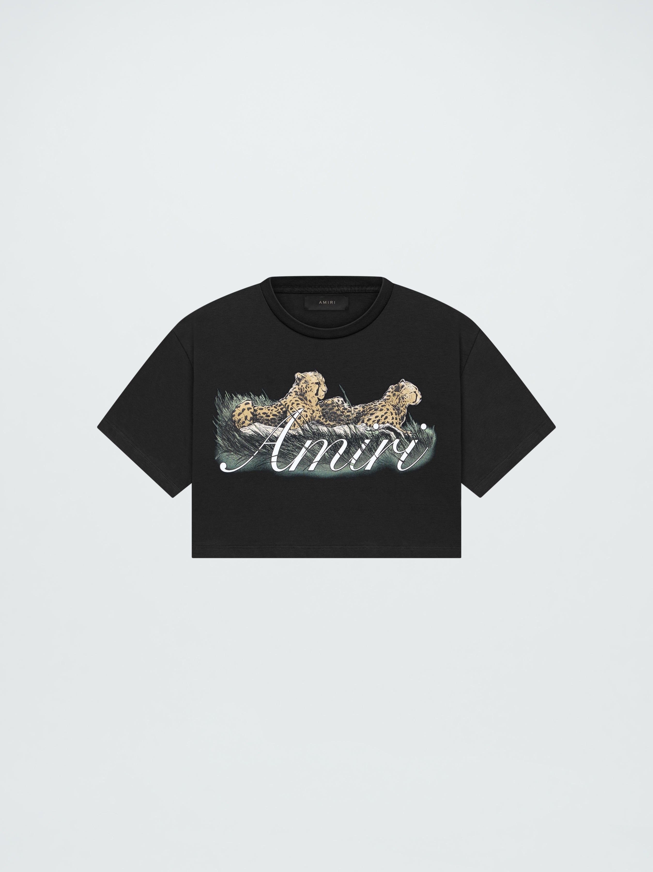 WOMEN - CHEETAH CROPPED TEE - BLACK sold by AMIRI