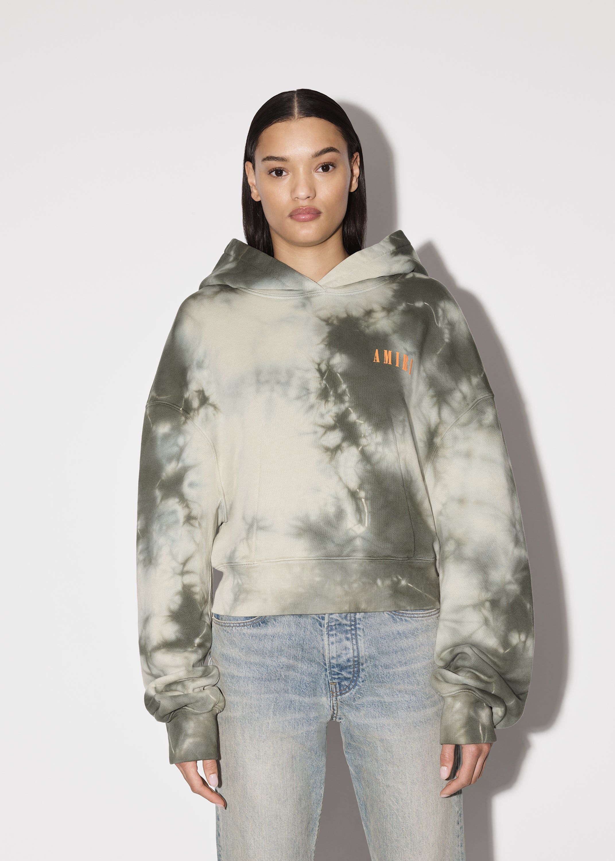 WOMEN - CROPPED HOODIE - OLIVE GREEN TIE DYE sold by AMIRI product image thumbnail 3