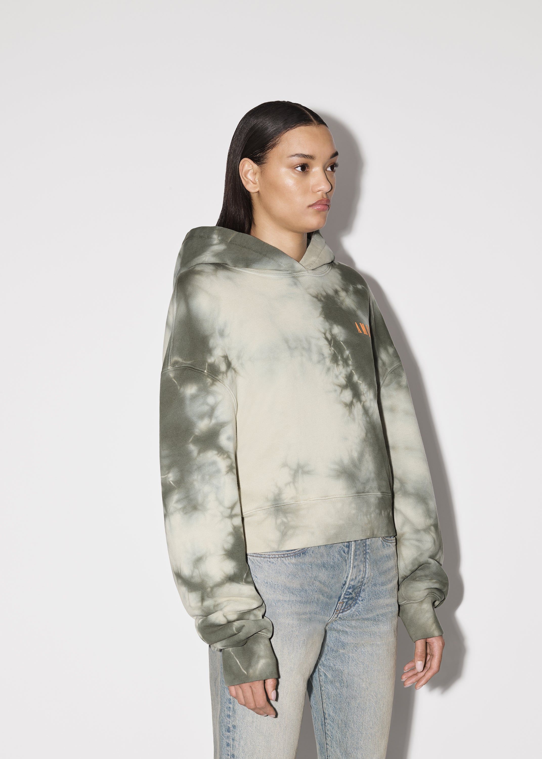 WOMEN - CROPPED HOODIE - OLIVE GREEN TIE DYE sold by AMIRI product image thumbnail 4