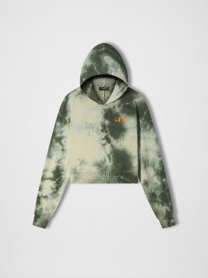 WOMEN - CROPPED HOODIE - OLIVE GREEN TIE DYE sold by AMIRI