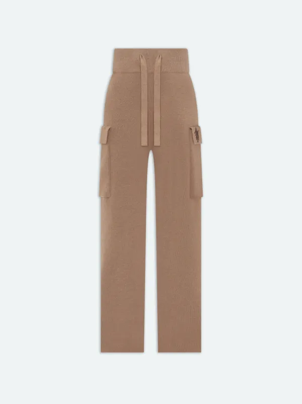 WOMEN - AMIRI STACK CARGO SWEATPANT - Camel made by AMIRI