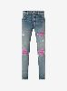 MX1 CRACKED PINK LEATHER JEAN - CLAY INDIGO sold by AMIRI