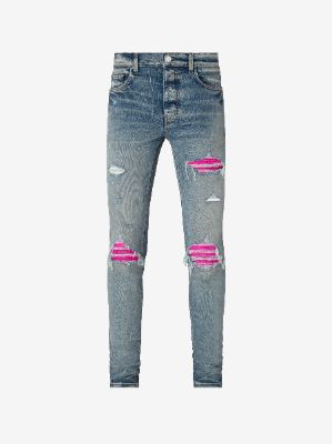MX1 CRACKED PINK LEATHER JEAN - CLAY INDIGO sold by AMIRI