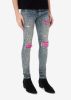 MX1 CRACKED PINK LEATHER JEAN - CLAY INDIGO sold by AMIRI