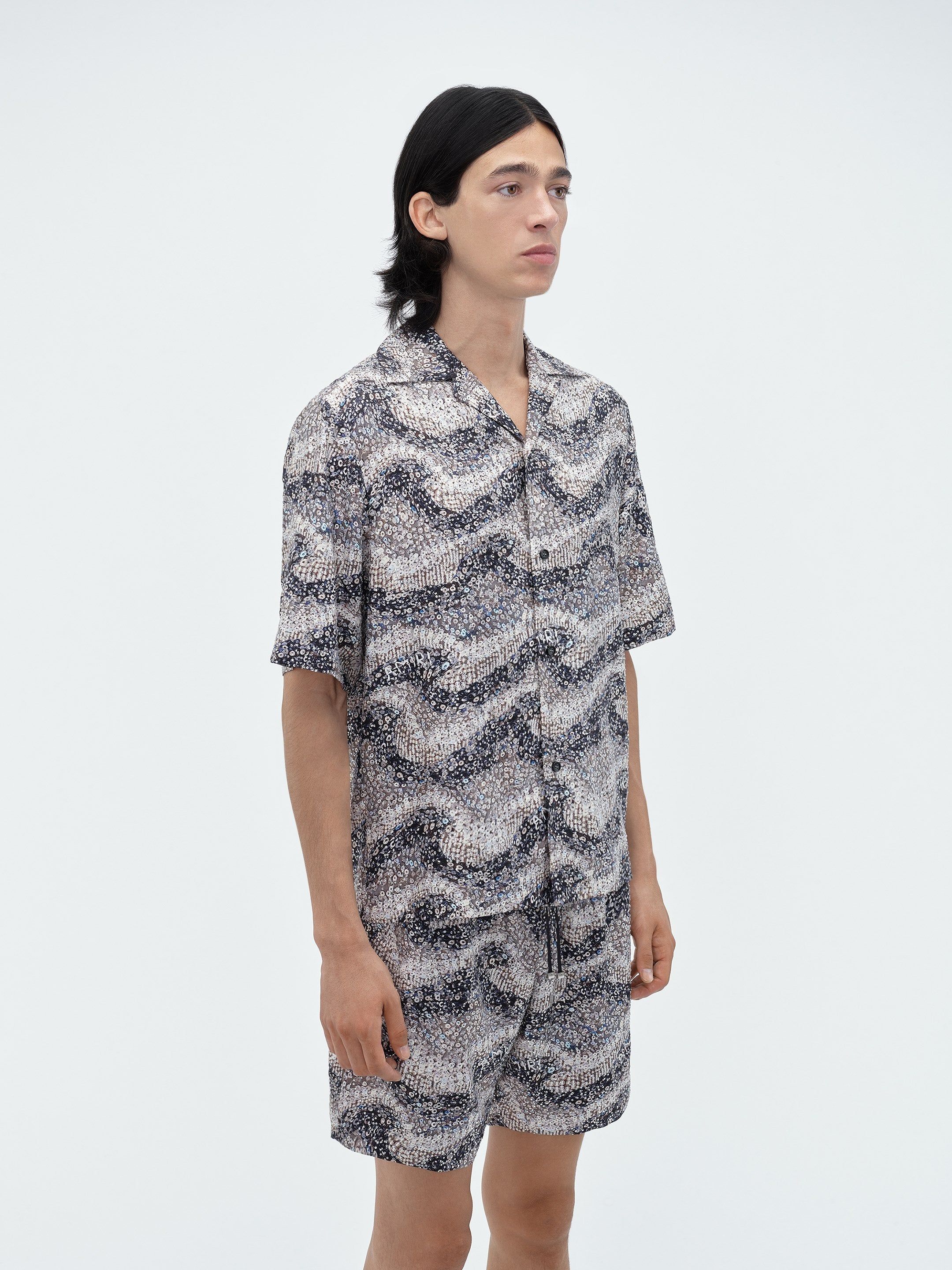 WAVY EMBELLISHED BOWLING SHIRT - Grey sold by AMIRI product image thumbnail 4