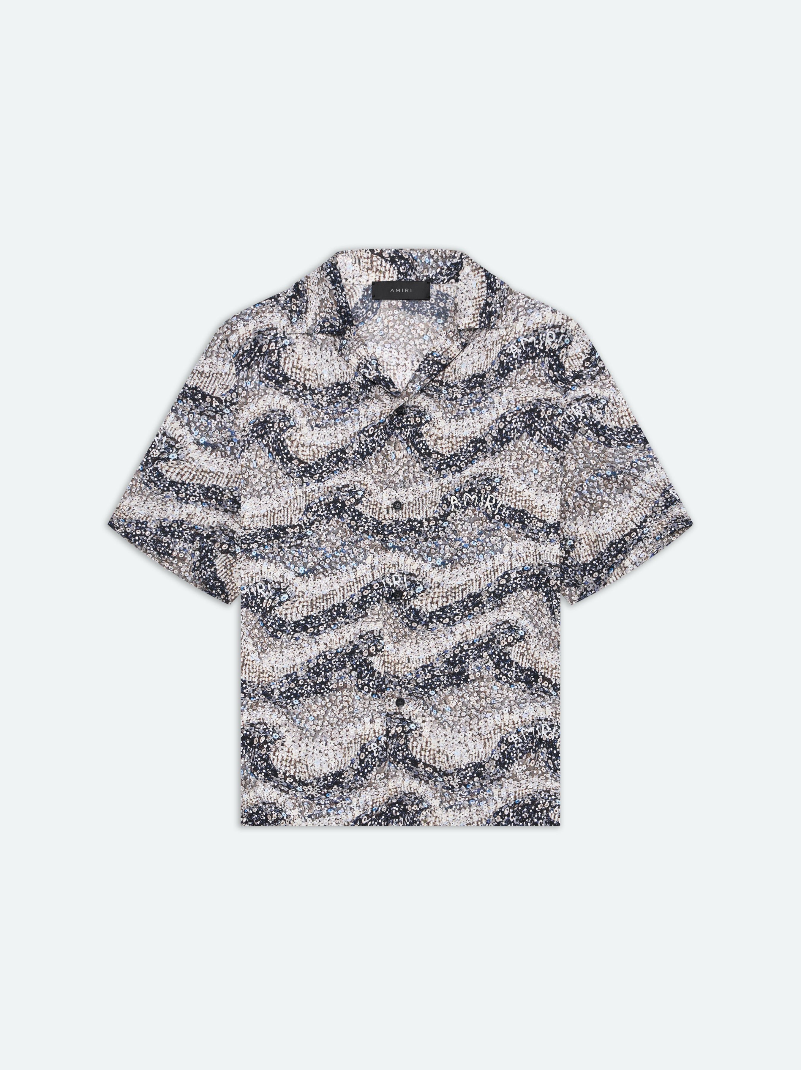 WAVY EMBELLISHED BOWLING SHIRT - Grey sold by AMIRI