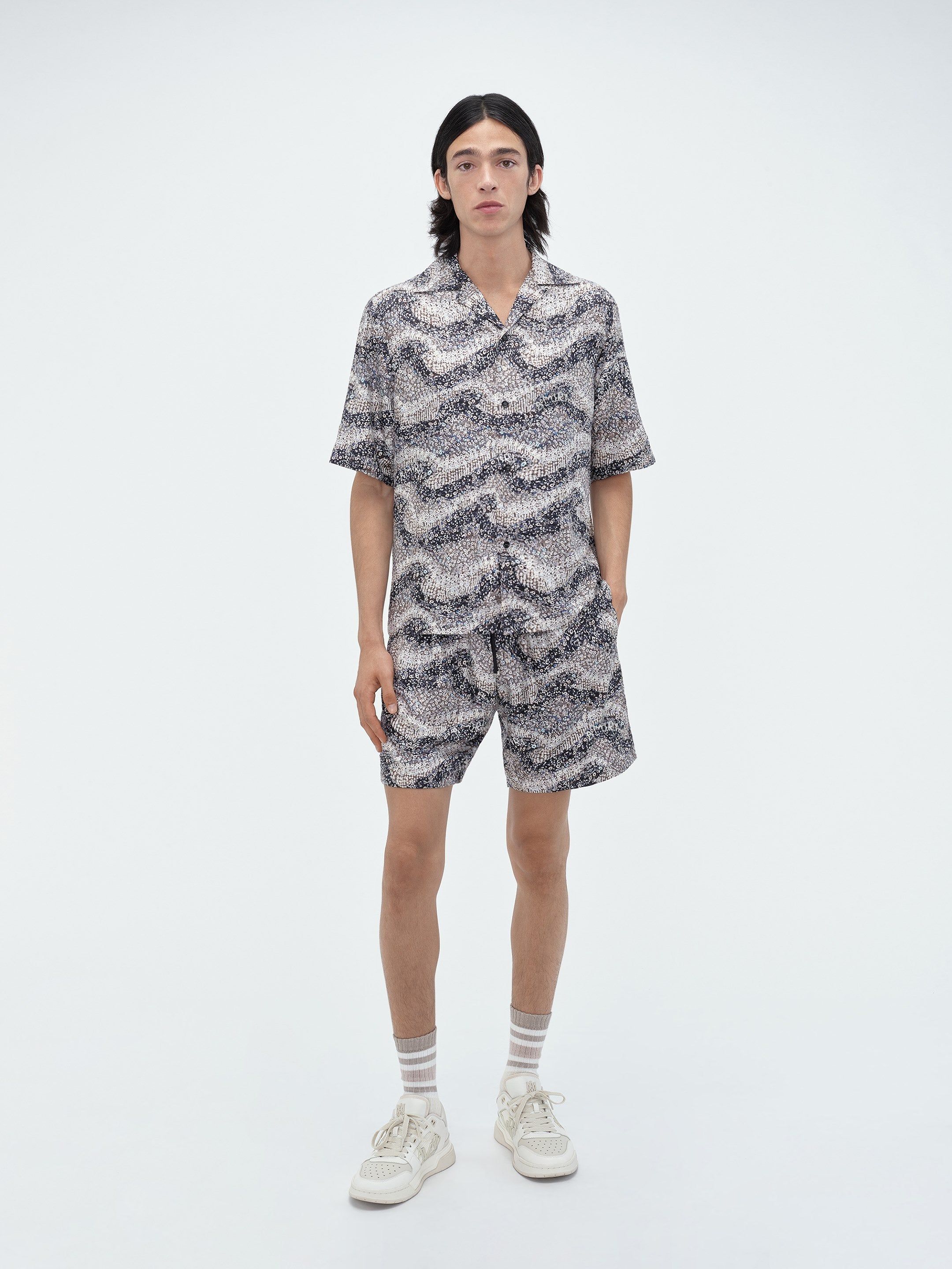 WAVY EMBELLISHED BOWLING SHIRT - Grey sold by AMIRI product image thumbnail 2