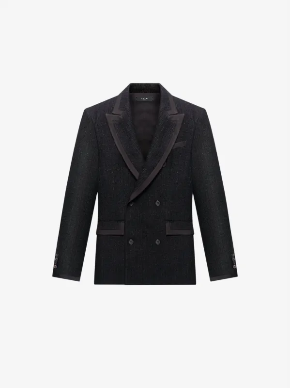 AMIRI LEATHER SCARF BLAZER - BLACK / BLACK | Parallel