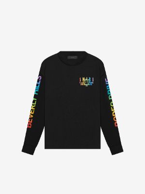 EXCLUSIVE AMIRI LONG SLEEVE BEVERLY HILLS TEE - BLACK / RAINBOW sold by AMIRI