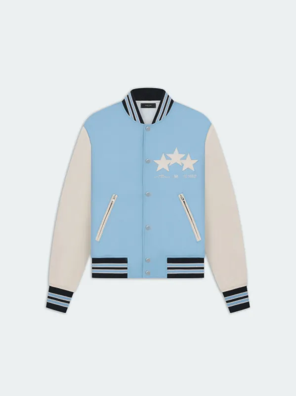 OVERSIZED STARS VARSITY JACKET - Air Blue sold by AMIRI