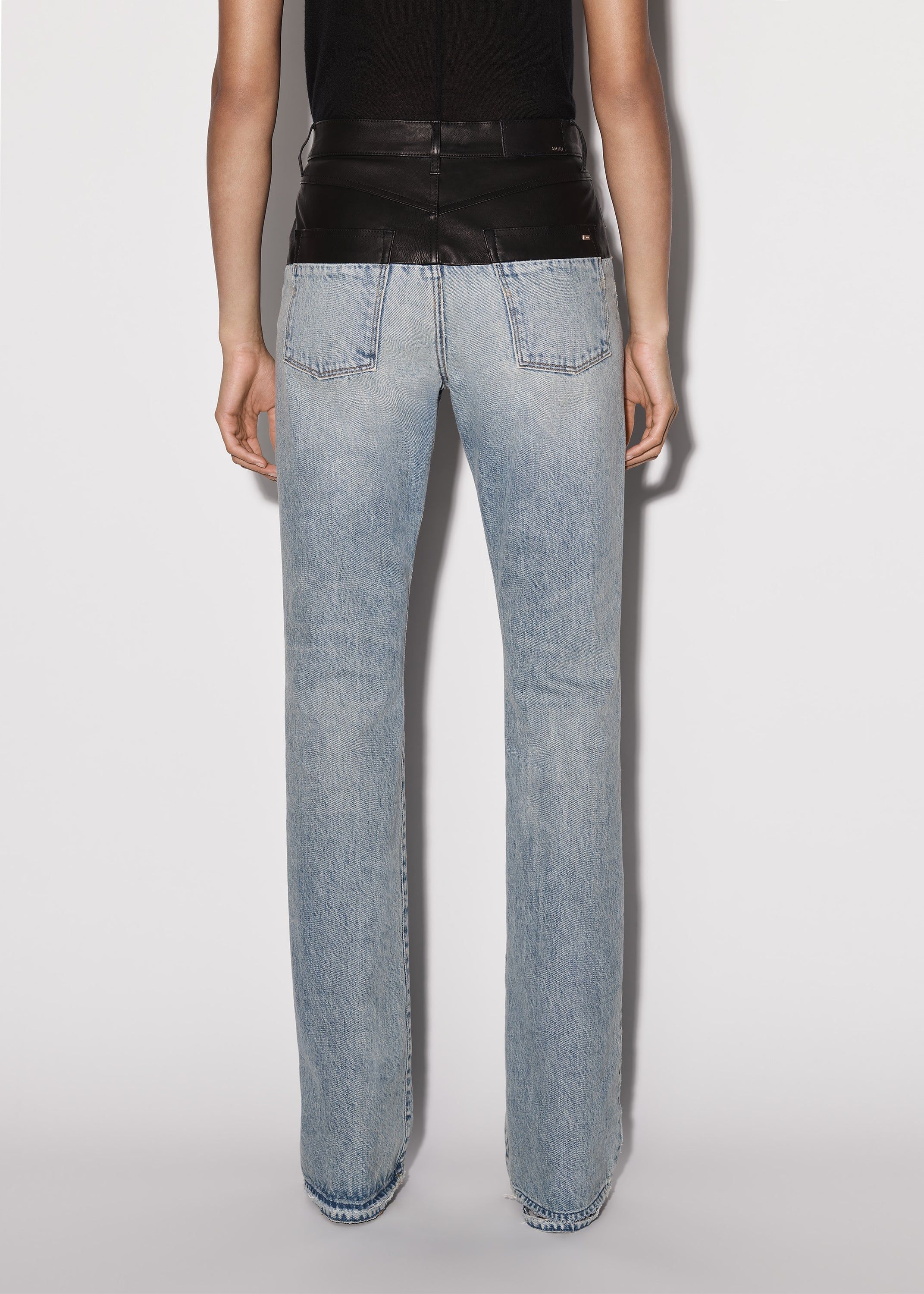 WOMEN - LEATHER HYBRID BOOTLEG JEAN - SKY INDIGO / BLACK sold by AMIRI product image thumbnail 5