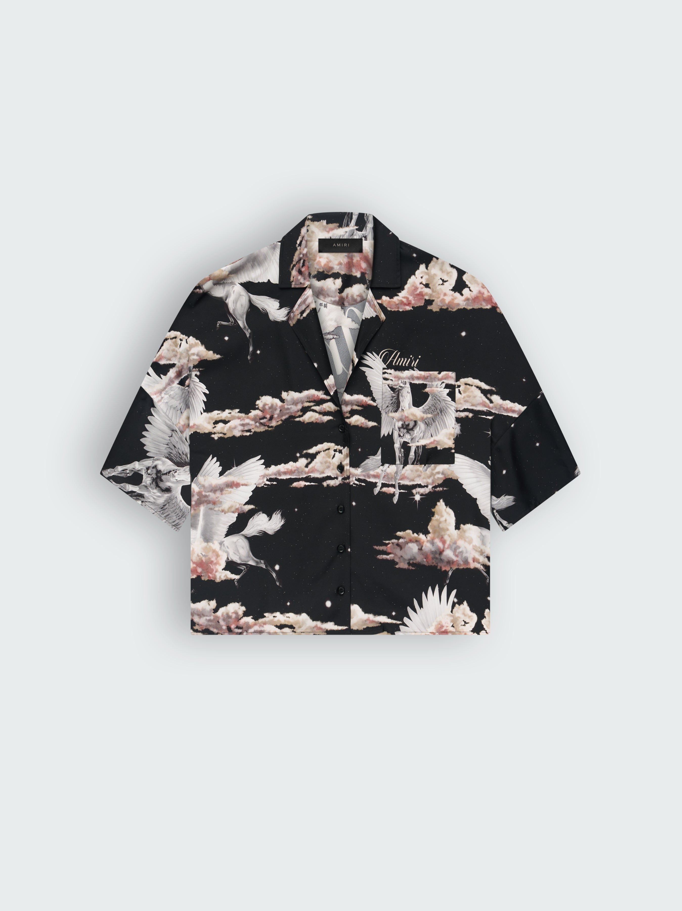 WOMEN - ALL OVER PEGASUS BOWLING SHIRT - BLACK sold by AMIRI
