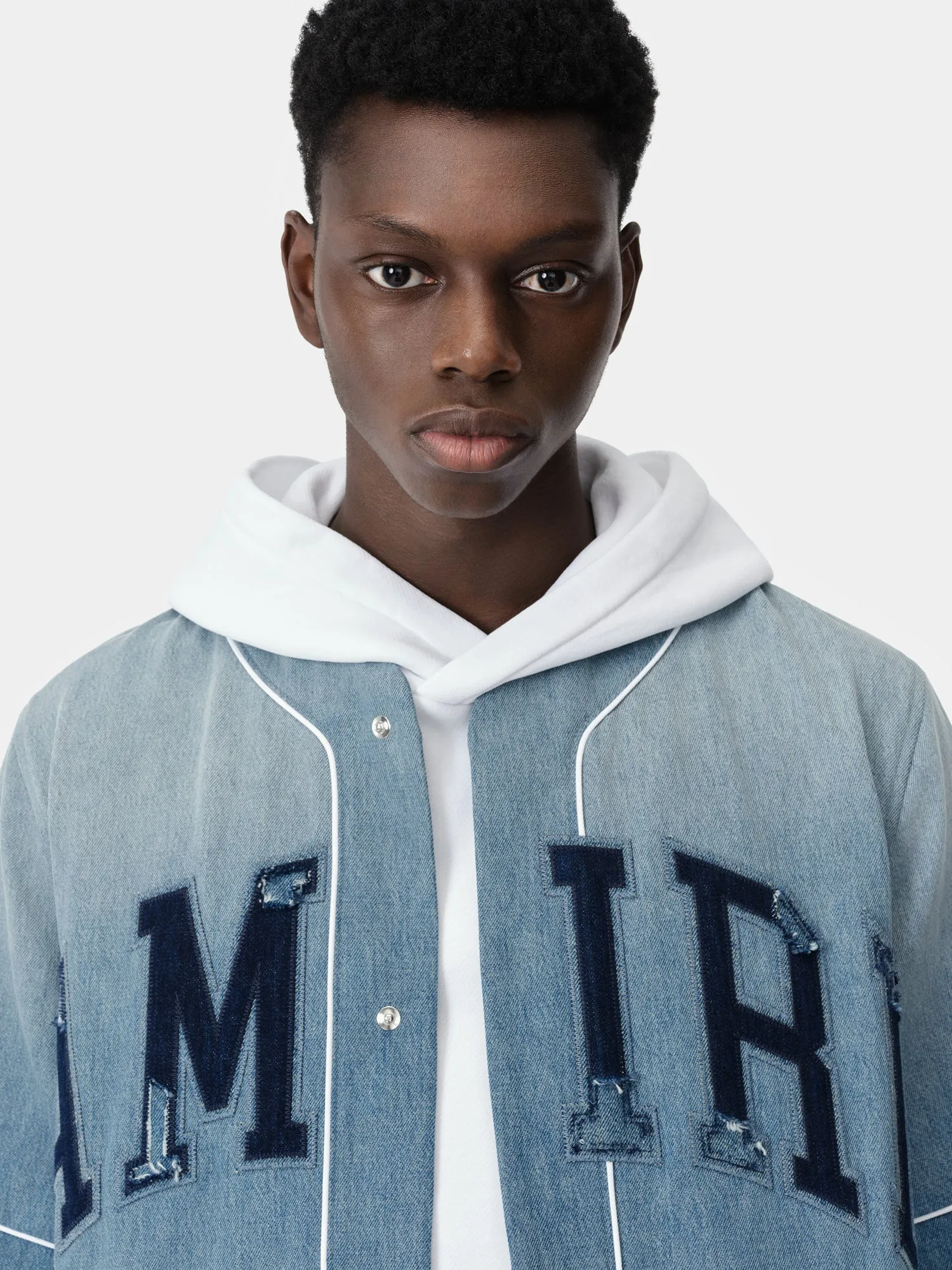 AMIRI SUNFADED BASEBALL SHIRT - Perfect Indigo sold by AMIRI product image thumbnail 4