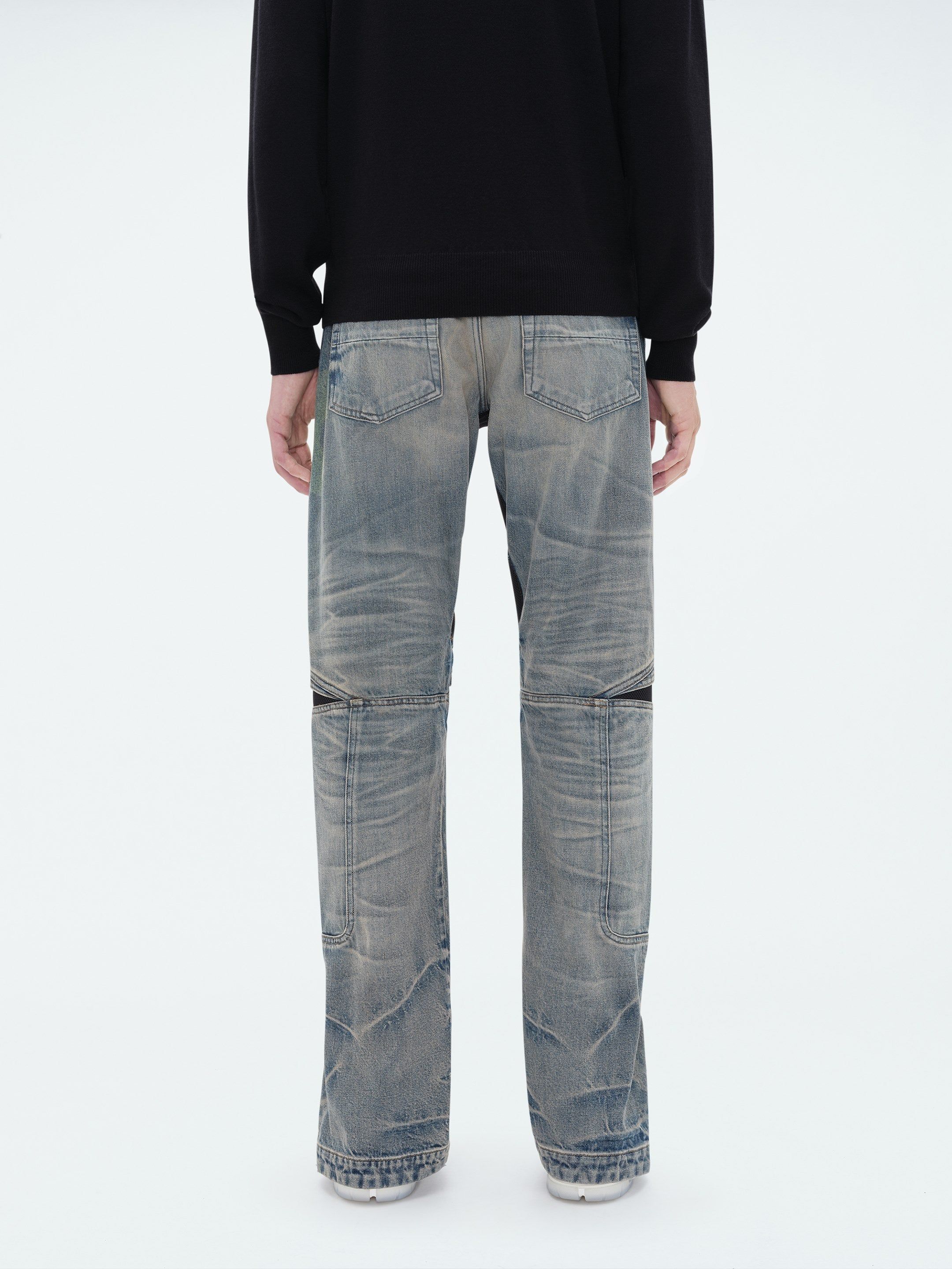 パンツ M TSY RIPPED WIDE STRAIGHT DENIM INDIGO Aelfric Eden Mens Jeans Ripped Patchwork Fringe Denim Pants