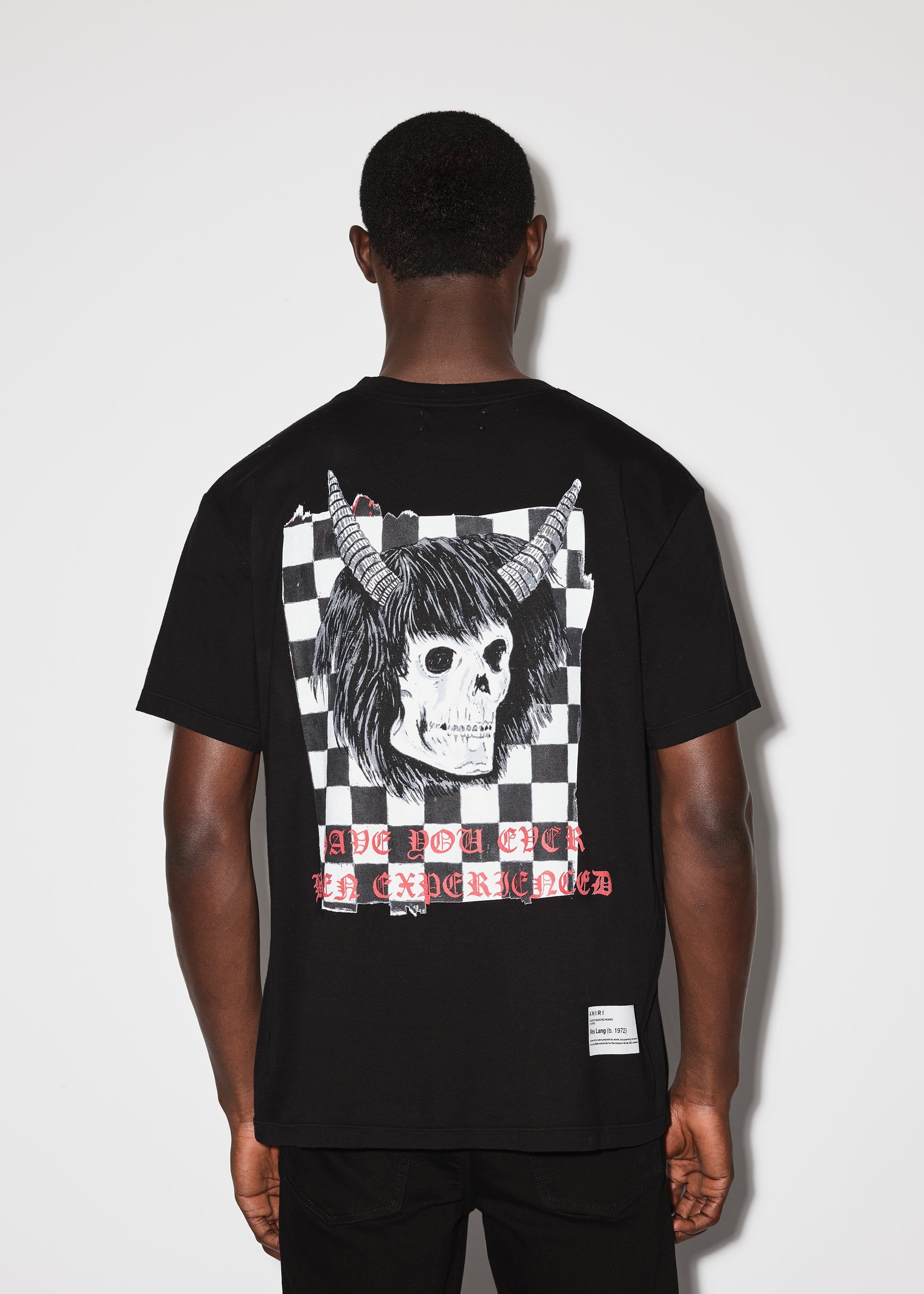 WES LANG CHECKER SKULL TEE - BLACK sold by AMIRI product image thumbnail 4