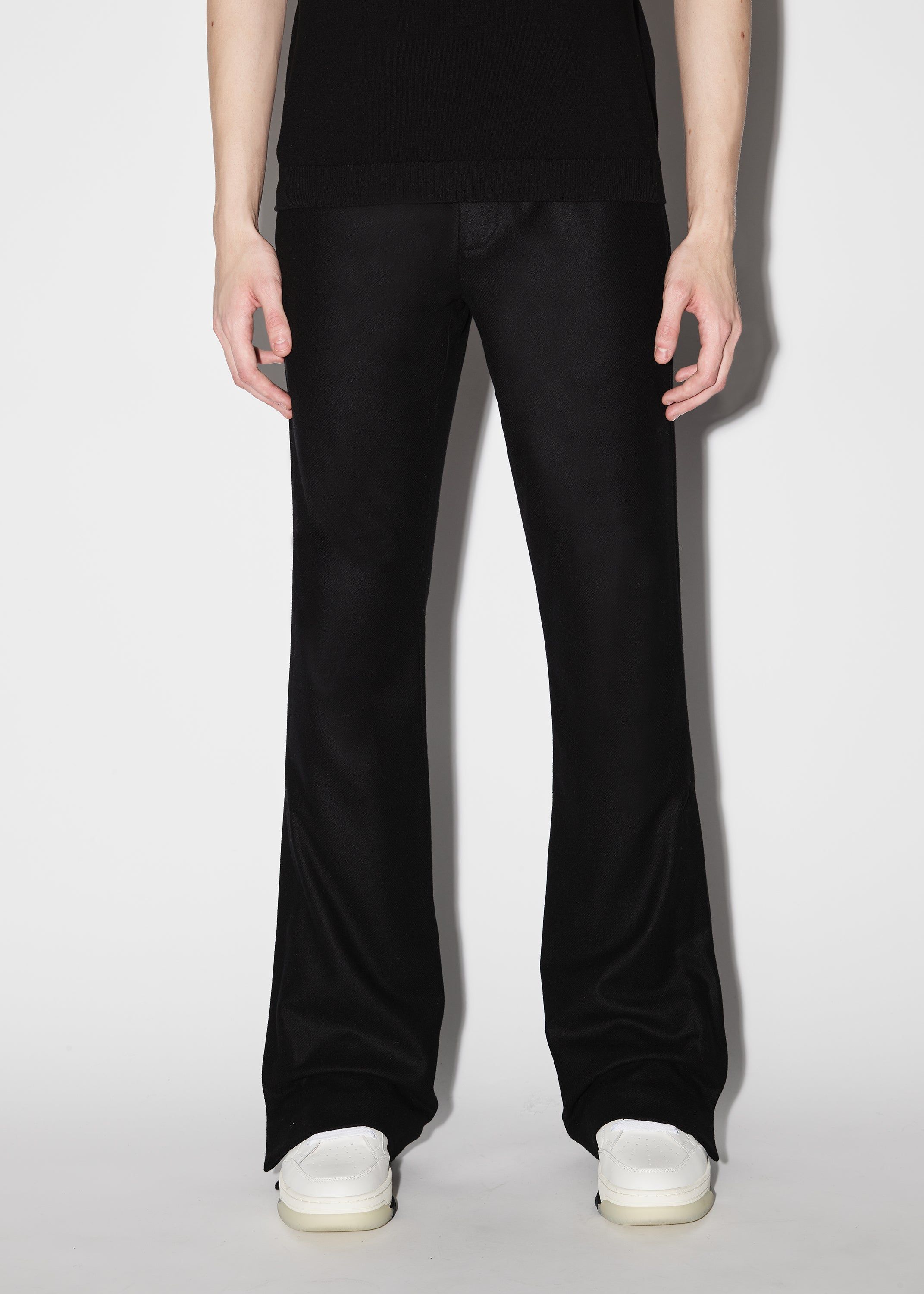 WOOL FLANNEL FLARE PANTS - BLACK sold by AMIRI